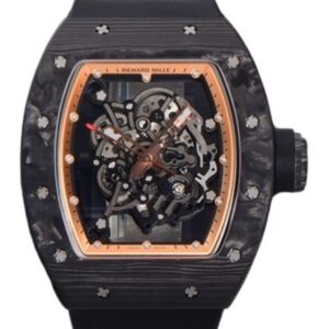 리차드밀 RM055 42.7mm Carbon Fiber Black Rubber Strap Skeletonized Rose Gold Dial[ZF]