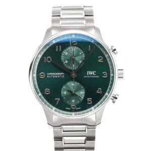 IWC 포르투기즈 Chronograph 41mm IW371615 Steel Leather Strap Green Dial[ZF]