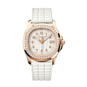 파텍필립 아쿠아넛 35.6mm 5068R-010 Rose Gold Diamond Bezel White Rubber Strap white Dial[PPF]