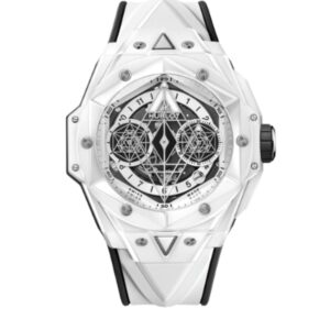 위블로 빅뱅 Sang Bleu II 45mm 418.HX.2001.RX.MXM2 White Ceramics White Rubber Strap White Skeletonized Dial[BBF]