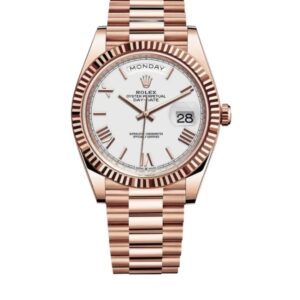 롤렉스 데이데이트 40mm Counterweight 228235-0032 Full Rose Gold Roman Numerals White Dial[ARF]