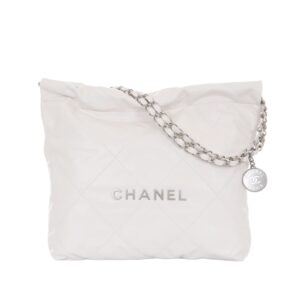 [탑티어/해외배송]샤넬 *정품가죽* 22백 스몰 핸드백(화이트/은장/카프스킨)