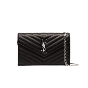 [프리미엄/해외배송]생로랑 카산드라 WOC 체인 백(블랙/은장)