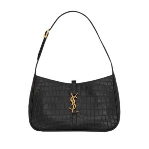 [프리미엄/해외배송]생로랑 LE 5 A 7 크로커 다일 호보 백(블랙)