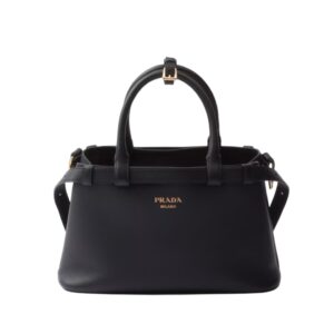 [프리미엄/해외배송]프라다 더블 벨트 레더 스몰 핸드백(블랙)