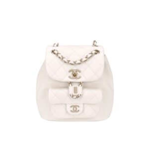 [프리미엄/해외배송]샤넬 듀마 백팩 싱글포켓 스몰(화이트/금장/램스킨)