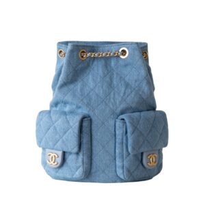 [프리미엄/해외배송]샤넬 크루즈 더블 포켓 백팩(블루/금장/데님)