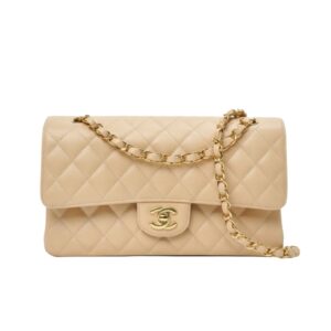 [프리미엄/해외배송]샤넬 클래식 플랩 백 미디엄(베이지/금장/캐비어)