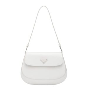 [프리미엄/해외배송]프라다 클레오 브러시드 레더 플랩 스몰 숄더백(화이트)