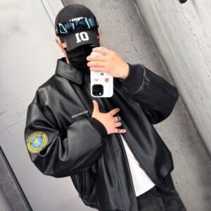 [국내배송]발렌시아가 패치 에코레더자켓