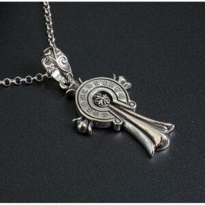 [국내배송]크롬하츠 스크롤 라벨 십자 펜던트 네크리스