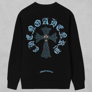 [국내배송]크롬하츠 블루 크로스 스틸 로고 빈티지 맨투맨 티셔츠