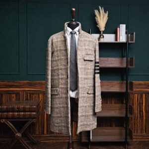 [국내배송]톰브라운 사선완장 글렌체크 울 코트