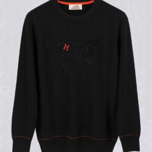 [국내배송]에르메스 H 자수 로고 홀스 자카드 울 니트 풀오버